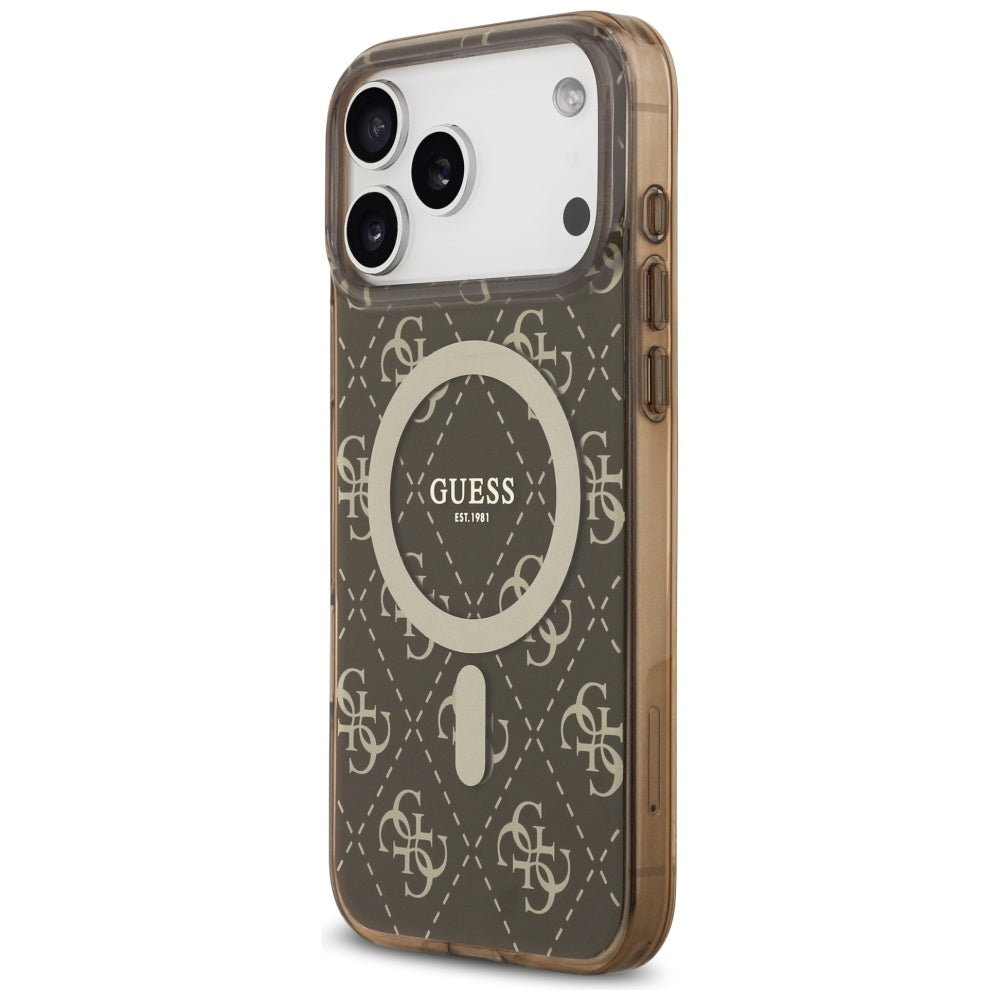 Étui MagSafe pour Apple iPhone 17 Pro, Guess, IML 4G Background, Marron