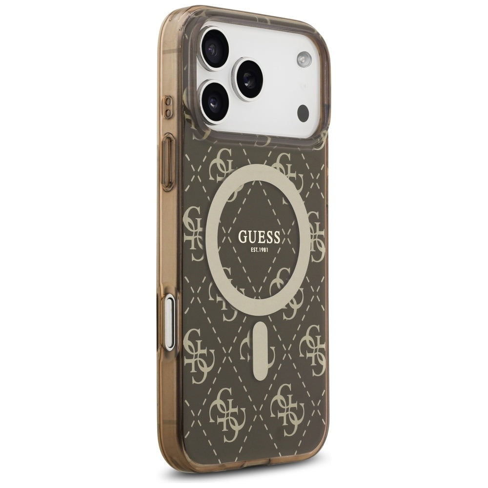 Étui MagSafe pour Apple iPhone 17 Pro, Guess, IML 4G Background, Marron