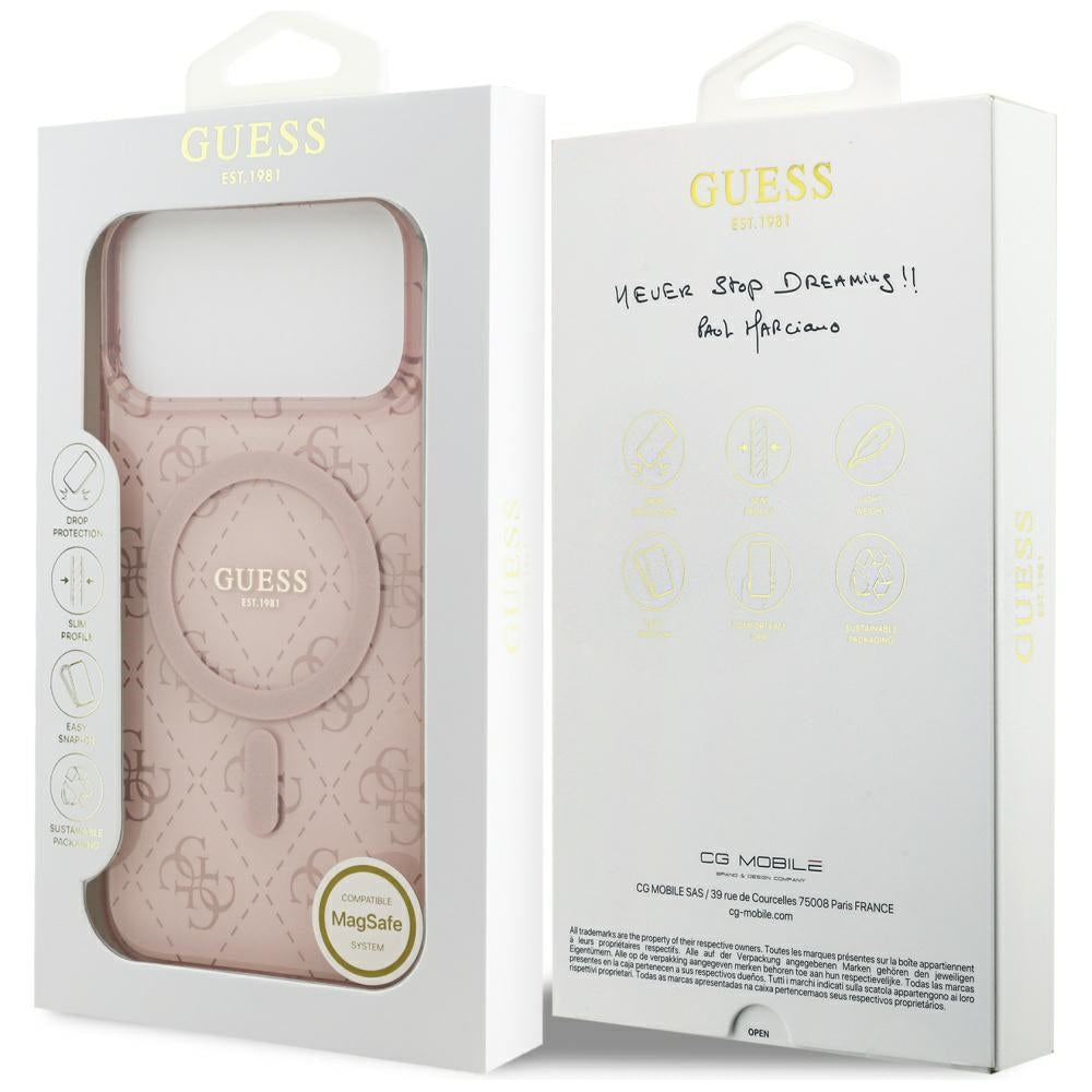 MagSafe Hülle für Apple iPhone 17 Pro, Guess, IML 4G Hintergrund, Rosa