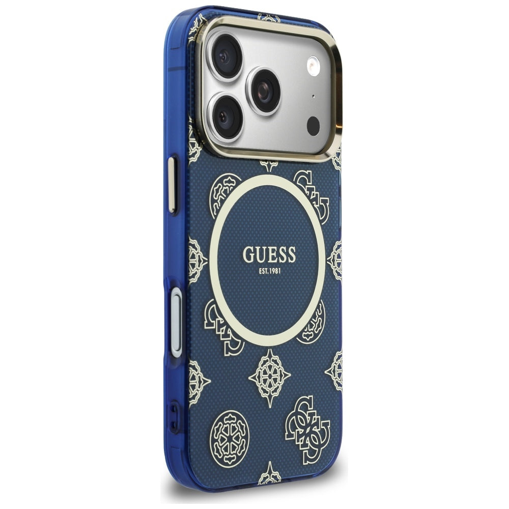 MagSafe hoesje voor Apple iPhone 17 Pro, Guess, IML Peony Dot, Blauw