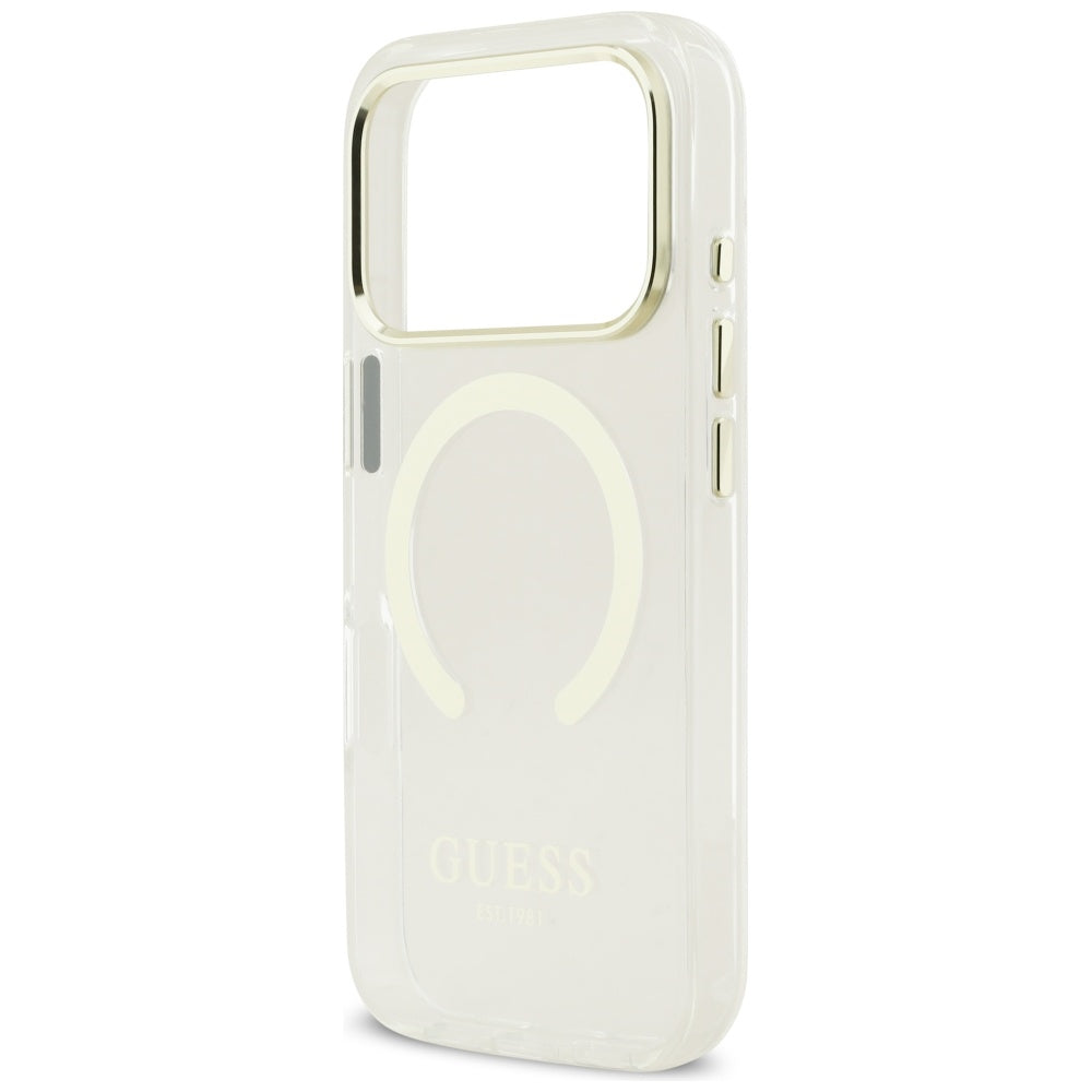 MagSafe Hülle für Apple iPhone 17 Pro, Guess, Metal Outline, Gold