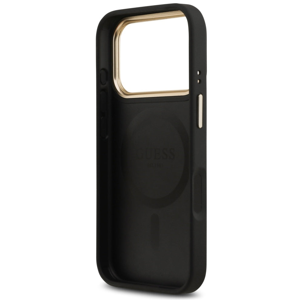 MagSafe hoesje voor Apple iPhone 17 Pro, Guess, Peony Hot Stamp, Zwart