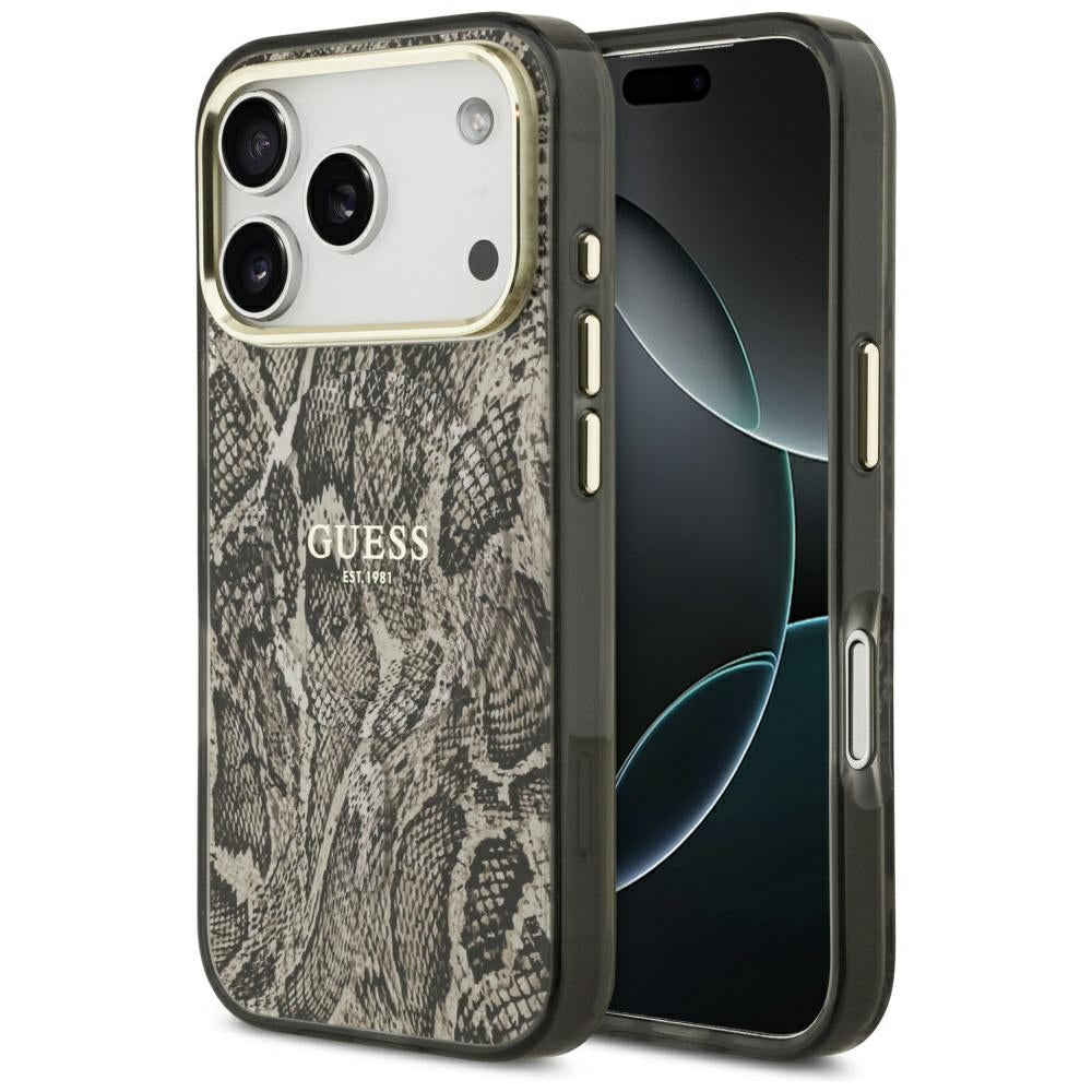 MagSafe hoes voor Apple iPhone 17 Pro, Guess, Python Patroon, Bruin