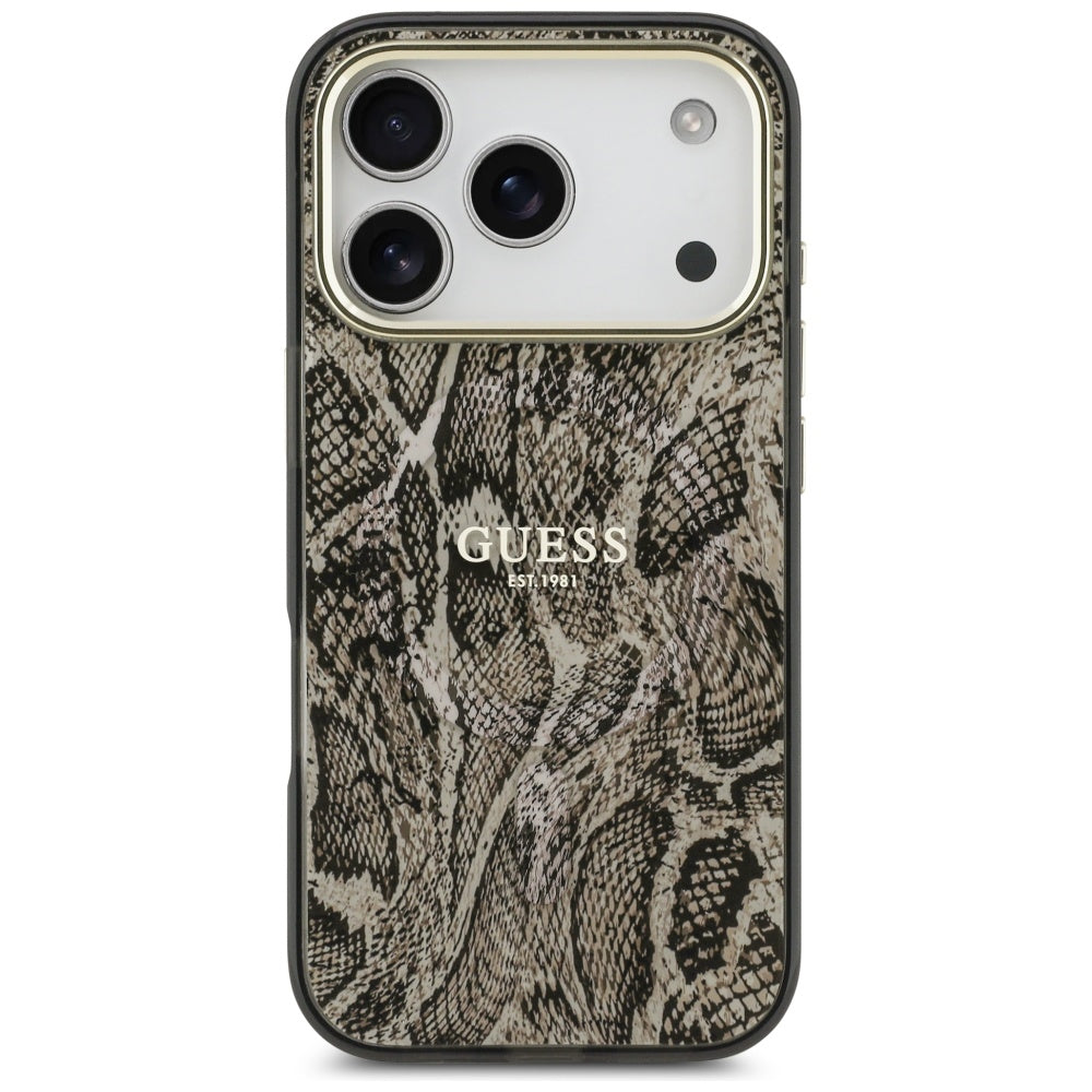 MagSafe hoes voor Apple iPhone 17 Pro, Guess, Python Patroon, Bruin