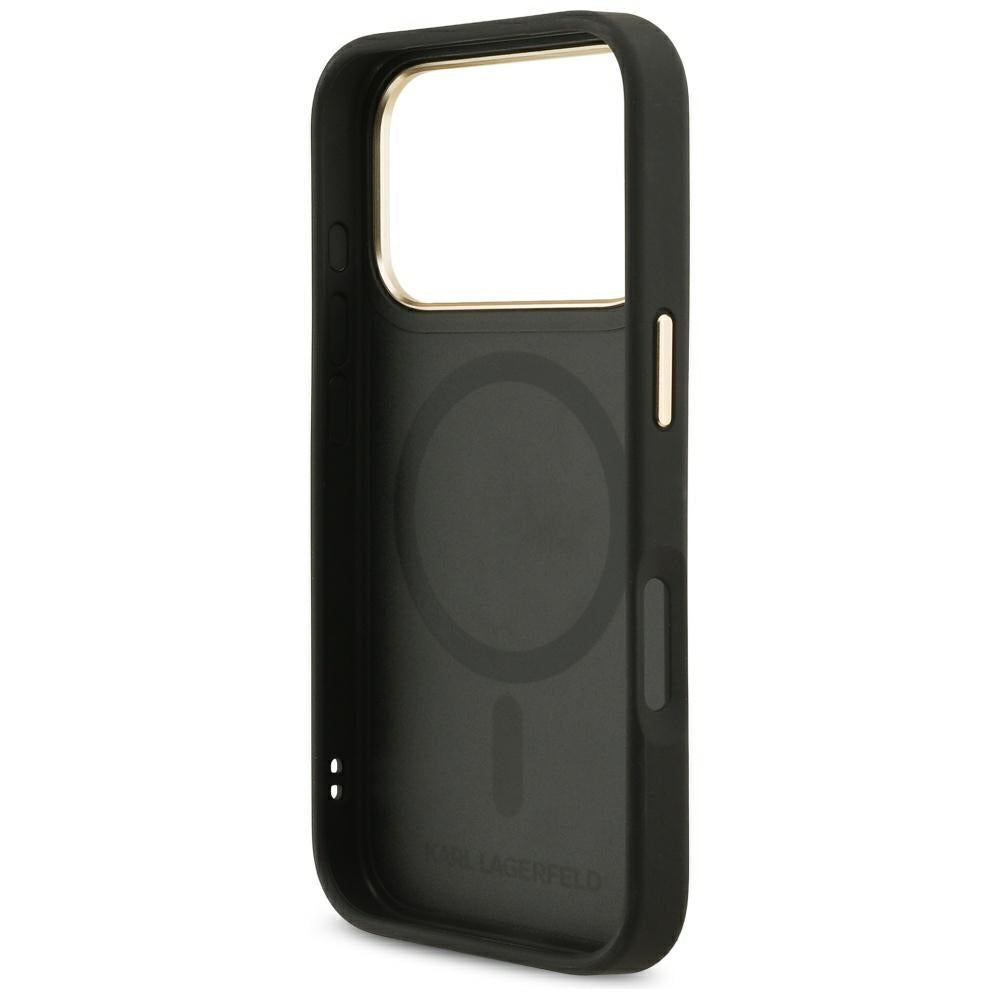 MagSafe hoes voor Apple iPhone 17 Pro, Karl Lagerfeld, Big Strap Karl Metal Logo, Zwart