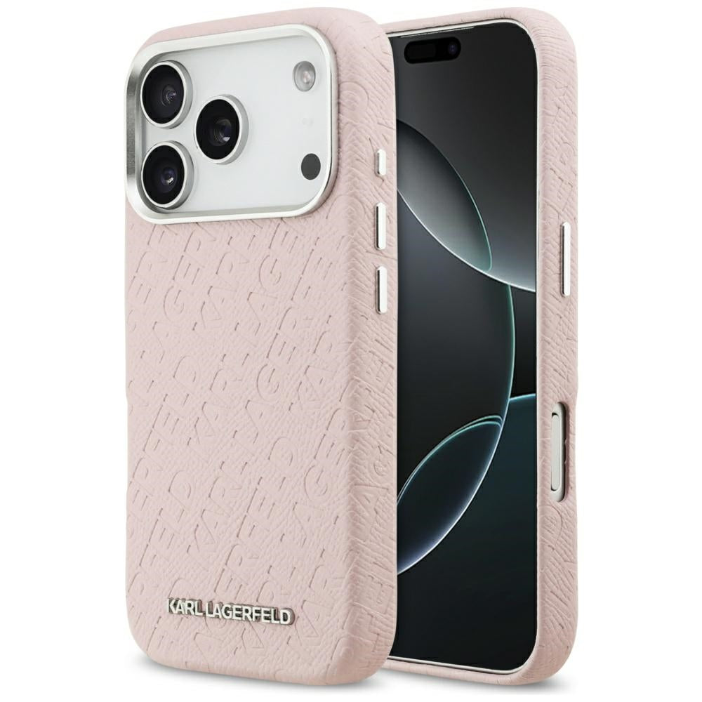 MagSafe hoesje voor Apple iPhone 17 Pro, Karl Lagerfeld, FW Stamped Karl, Roze