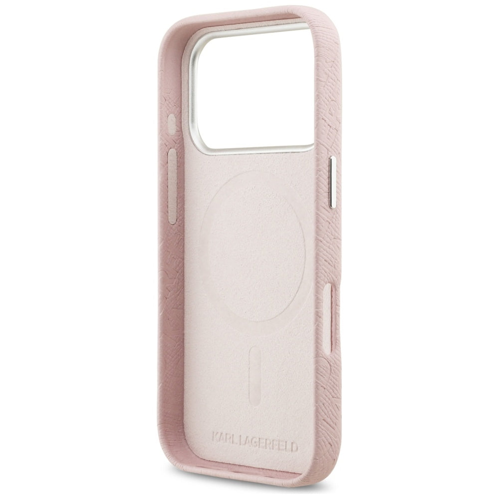 MagSafe hoesje voor Apple iPhone 17 Pro, Karl Lagerfeld, FW Stamped Karl, Roze