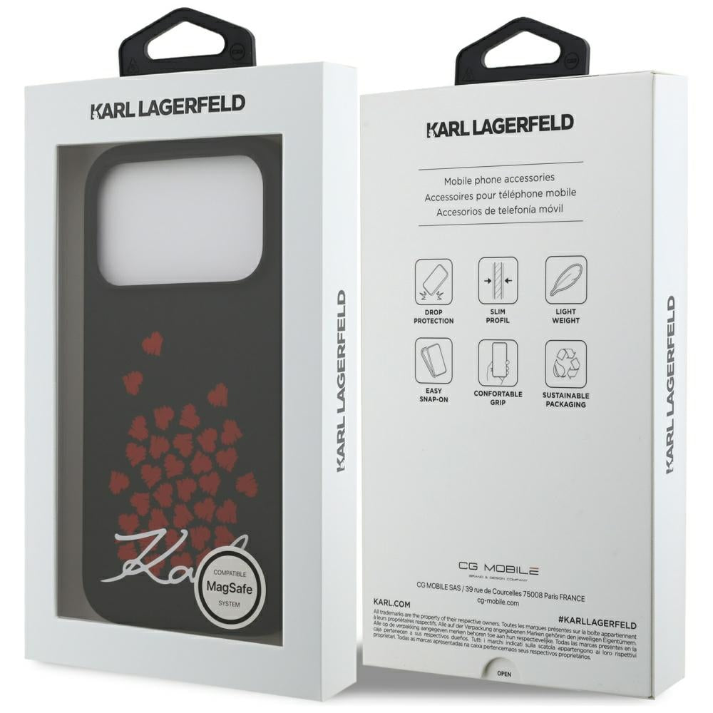 MagSafe hoesje voor Apple iPhone 17 Pro, Karl Lagerfeld, Heart Sign Logo, Zwart