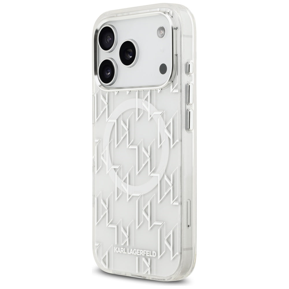 MagSafe hoes voor Apple iPhone 17 Pro, Karl Lagerfeld, IML KL Monogram, Wit