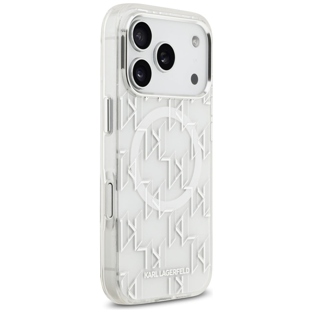 MagSafe hoes voor Apple iPhone 17 Pro, Karl Lagerfeld, IML KL Monogram, Wit