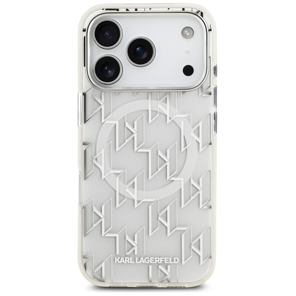 MagSafe hoes voor Apple iPhone 17 Pro, Karl Lagerfeld, IML KL Monogram, Wit