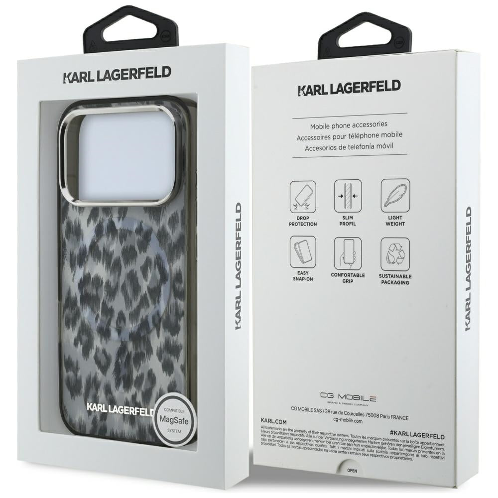 MagSafe Case for Apple iPhone 17 Pro, Karl Lagerfeld, IML Leopard Pattern, Black