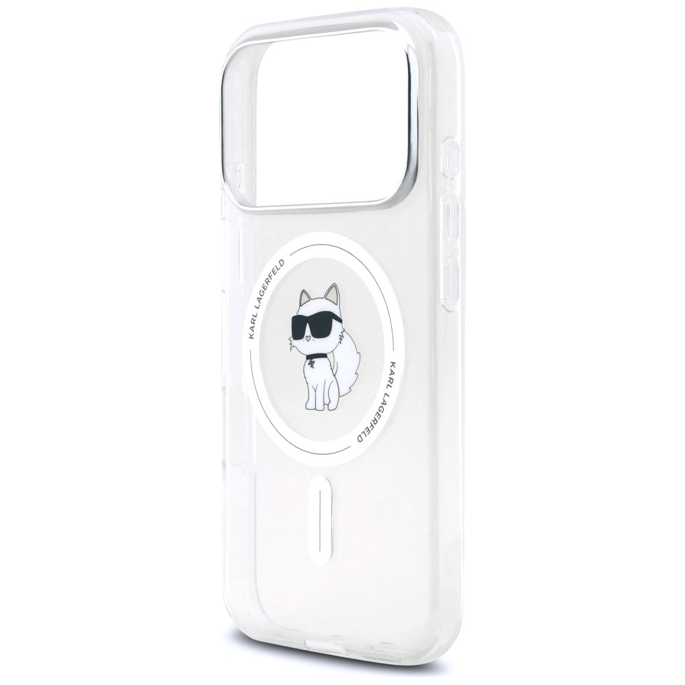 MagSafe Hülle für Apple iPhone 17 Pro, Karl Lagerfeld, IML Logo Choupette, Transparent