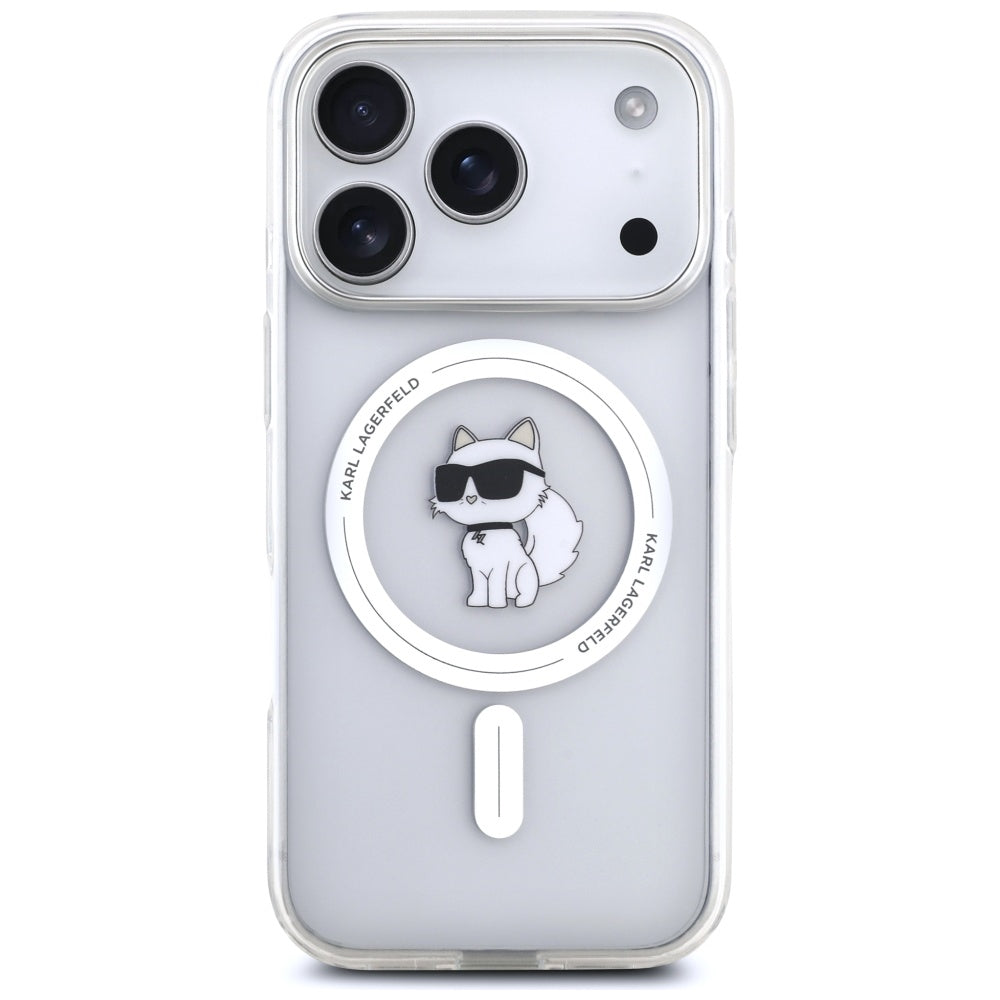 MagSafe Hülle für Apple iPhone 17 Pro, Karl Lagerfeld, IML Logo Choupette, Transparent