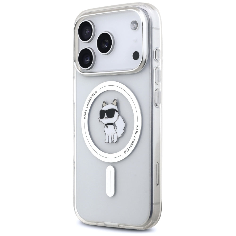 MagSafe Hülle für Apple iPhone 17 Pro, Karl Lagerfeld, IML Logo Choupette, Transparent