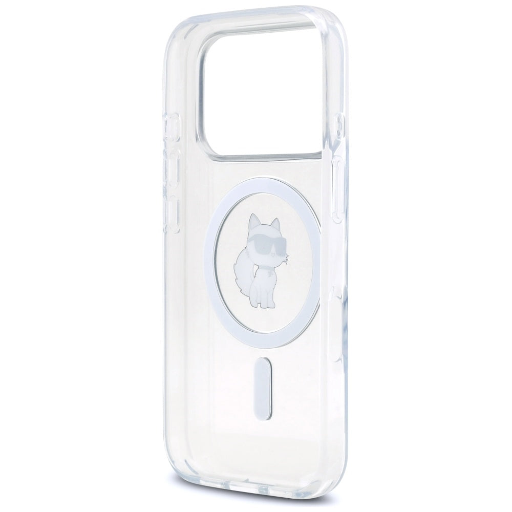 MagSafe Hülle für Apple iPhone 17 Pro, Karl Lagerfeld, IML Logo Choupette, Transparent