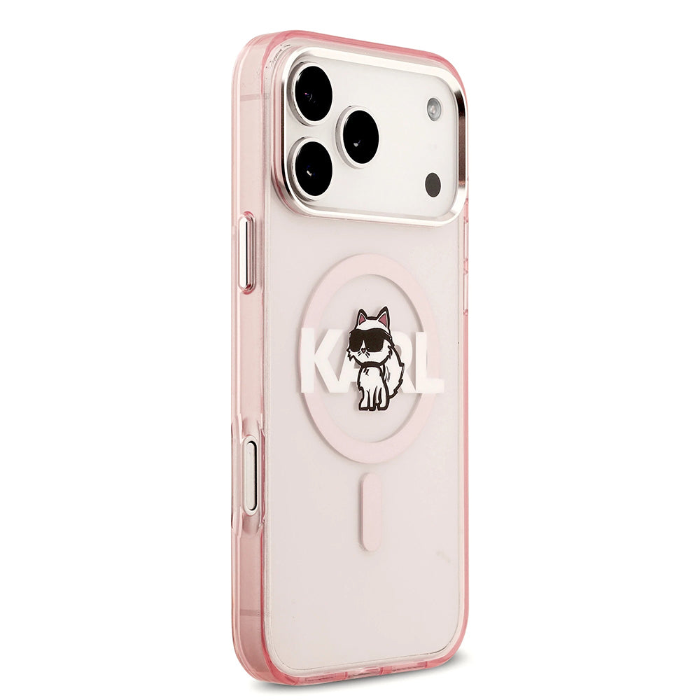 MagSafe Hülle für Apple iPhone 17 Pro, Karl Lagerfeld, IML Sketch Logo Choupette, Rosa