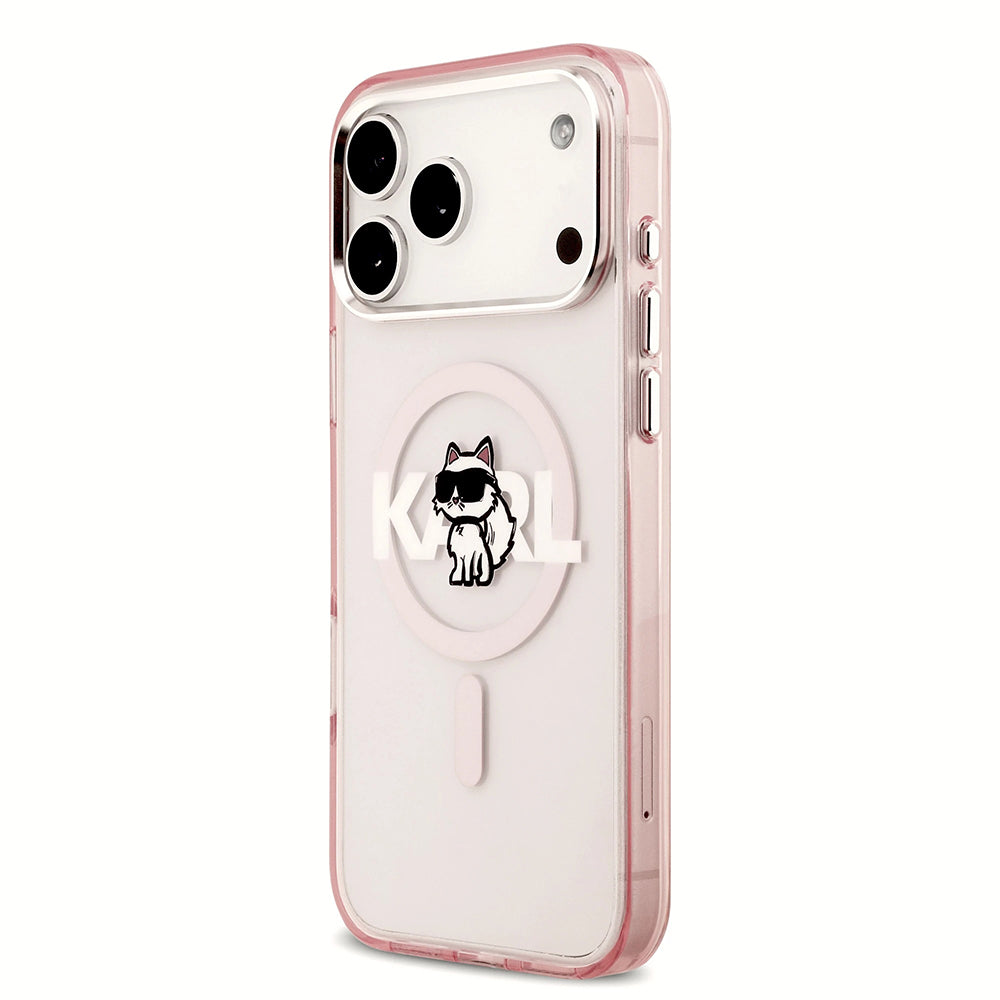 MagSafe Hülle für Apple iPhone 17 Pro, Karl Lagerfeld, IML Sketch Logo Choupette, Rosa