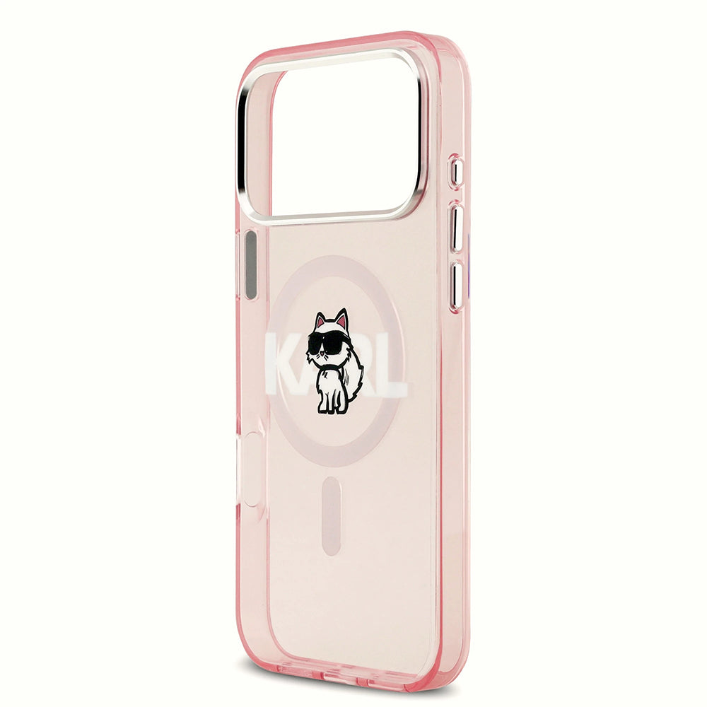MagSafe Hülle für Apple iPhone 17 Pro, Karl Lagerfeld, IML Sketch Logo Choupette, Rosa