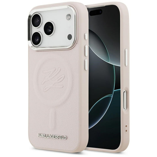MagSafe Hülle für Apple iPhone 17 Pro, Karl Lagerfeld, Initial & Metal Logo, Rosa