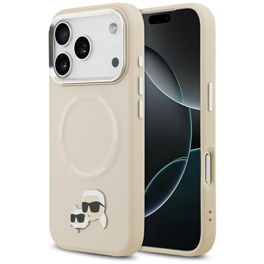 MagSafe Hülle für Apple iPhone 17 Pro, Karl Lagerfeld, Karl & Choupette Pins, Beige