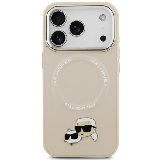 MagSafe hoesje voor Apple iPhone 17 Pro, Karl Lagerfeld, Karl & Choupette Pins, Beige