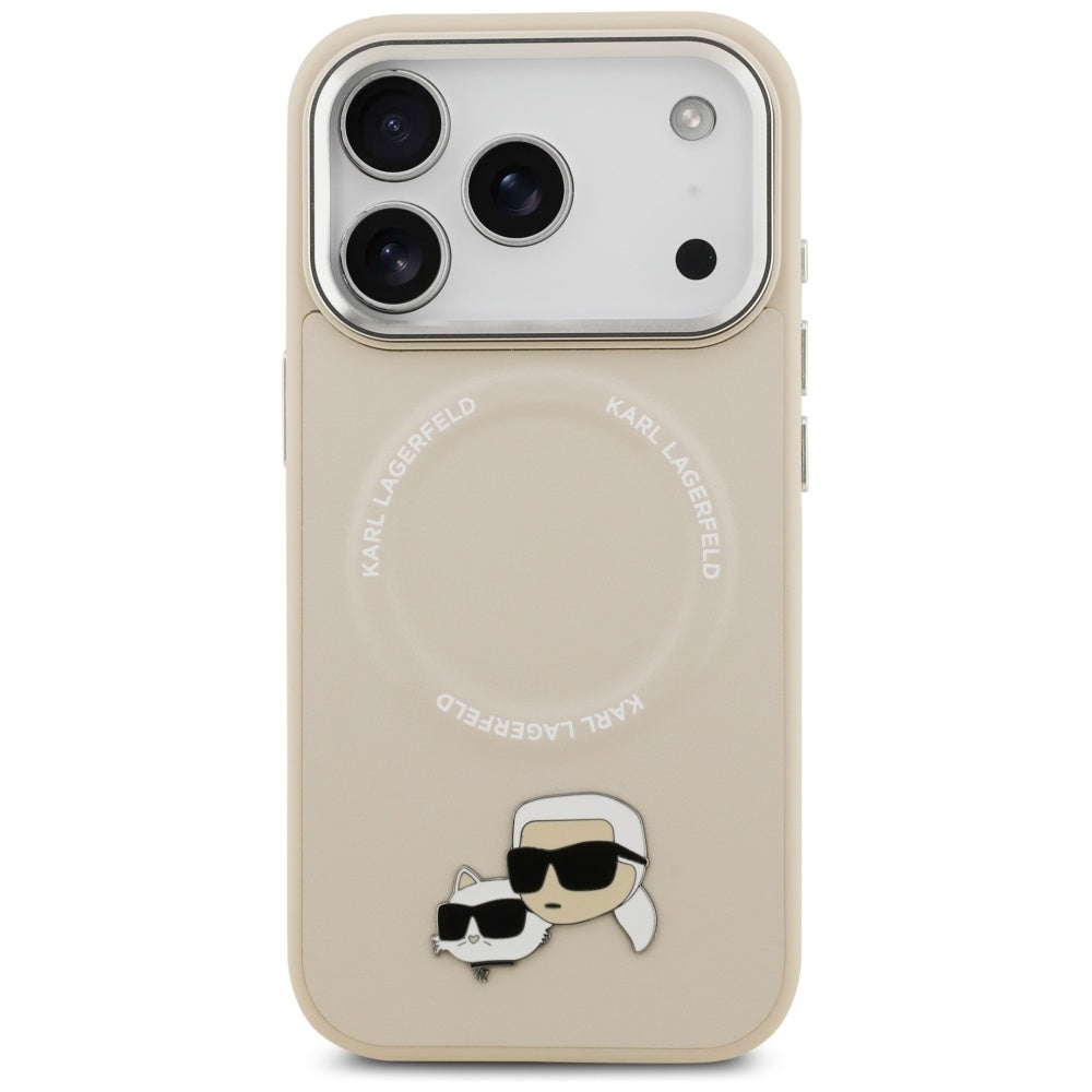 MagSafe Hülle für Apple iPhone 17 Pro, Karl Lagerfeld, Karl & Choupette Pins, Beige
