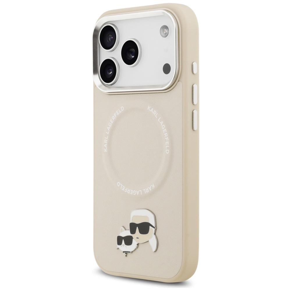MagSafe Hülle für Apple iPhone 17 Pro, Karl Lagerfeld, Karl & Choupette Pins, Beige