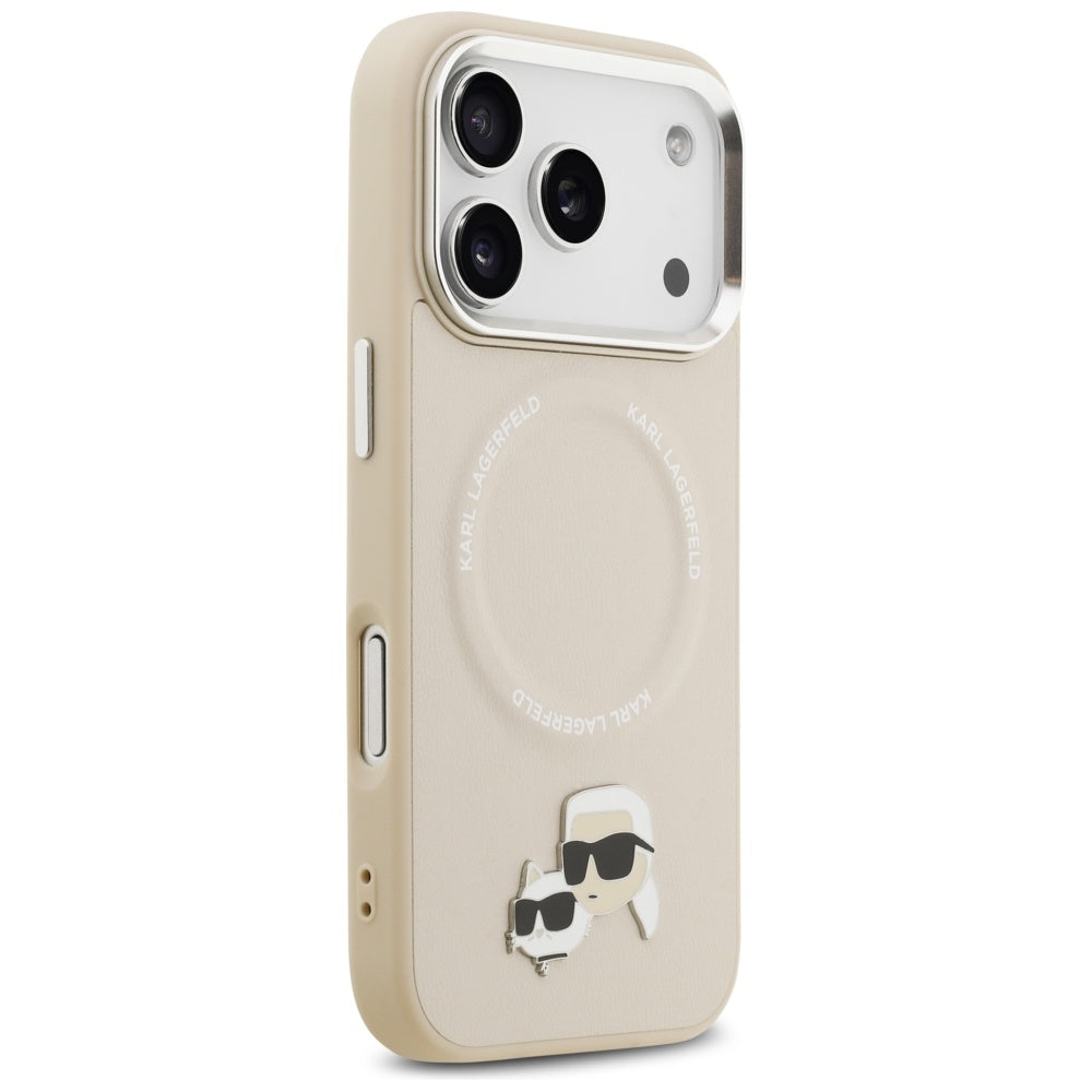MagSafe Hülle für Apple iPhone 17 Pro, Karl Lagerfeld, Karl & Choupette Pins, Beige