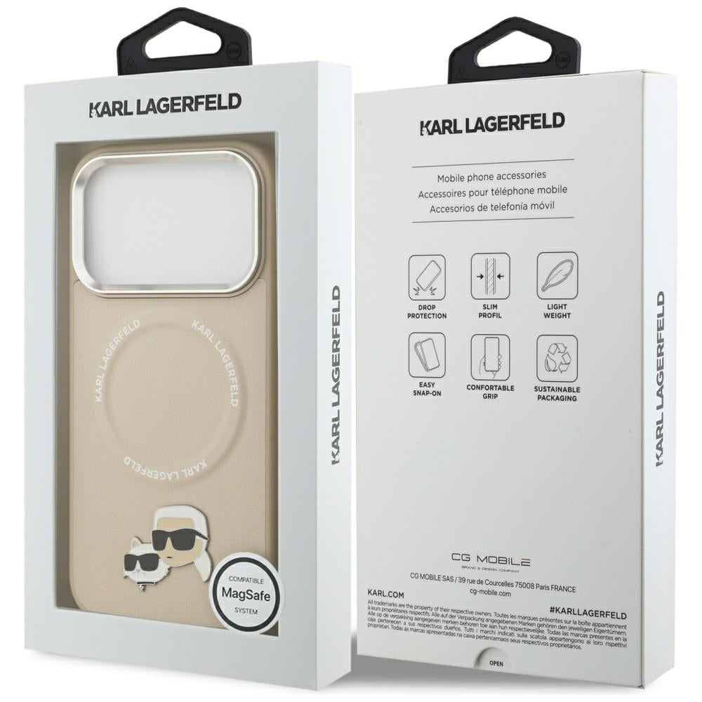 MagSafe Hülle für Apple iPhone 17 Pro, Karl Lagerfeld, Karl & Choupette Pins, Beige