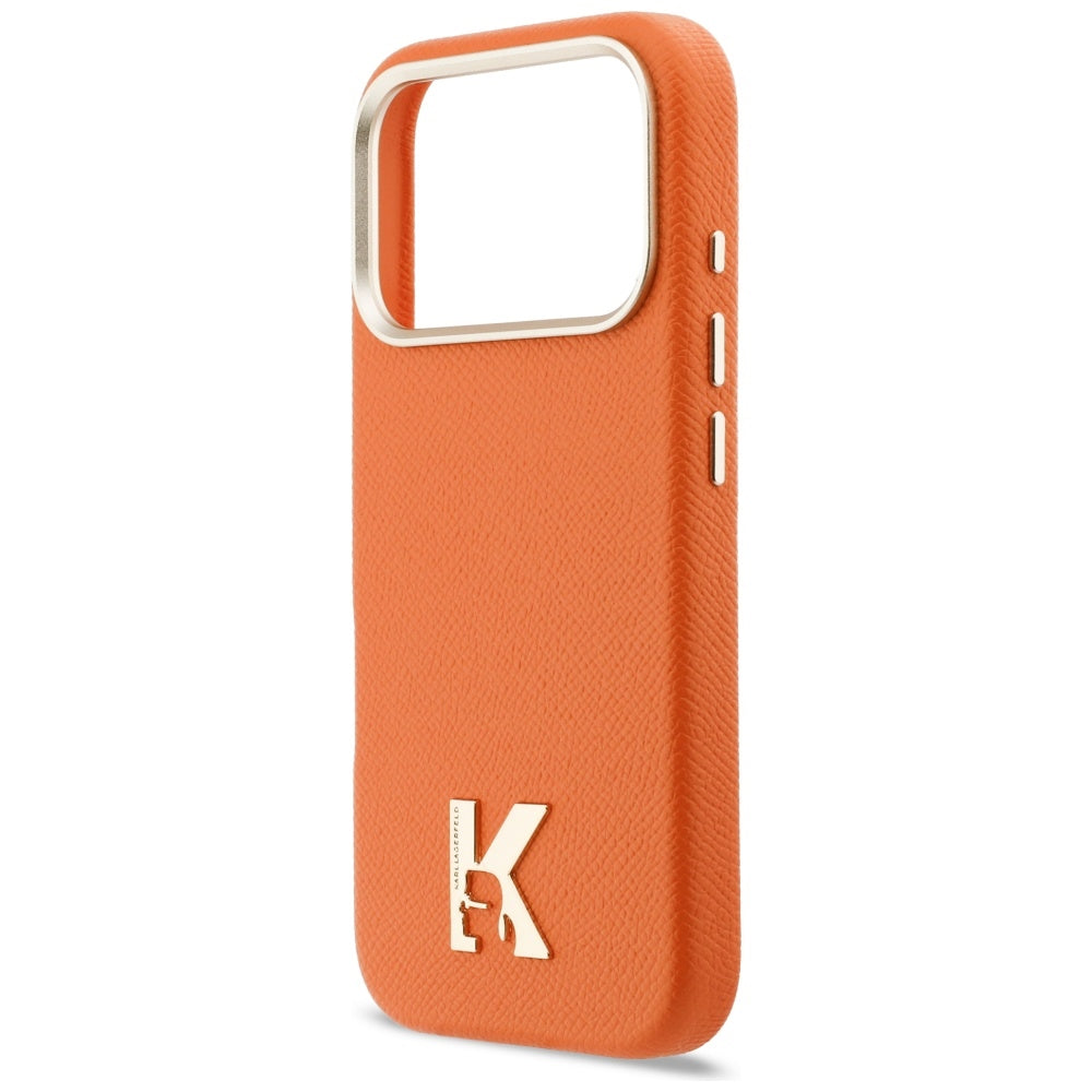 Coque MagSafe pour Apple iPhone 17 Pro, Karl Lagerfeld, Logo Karl Head, Orange
