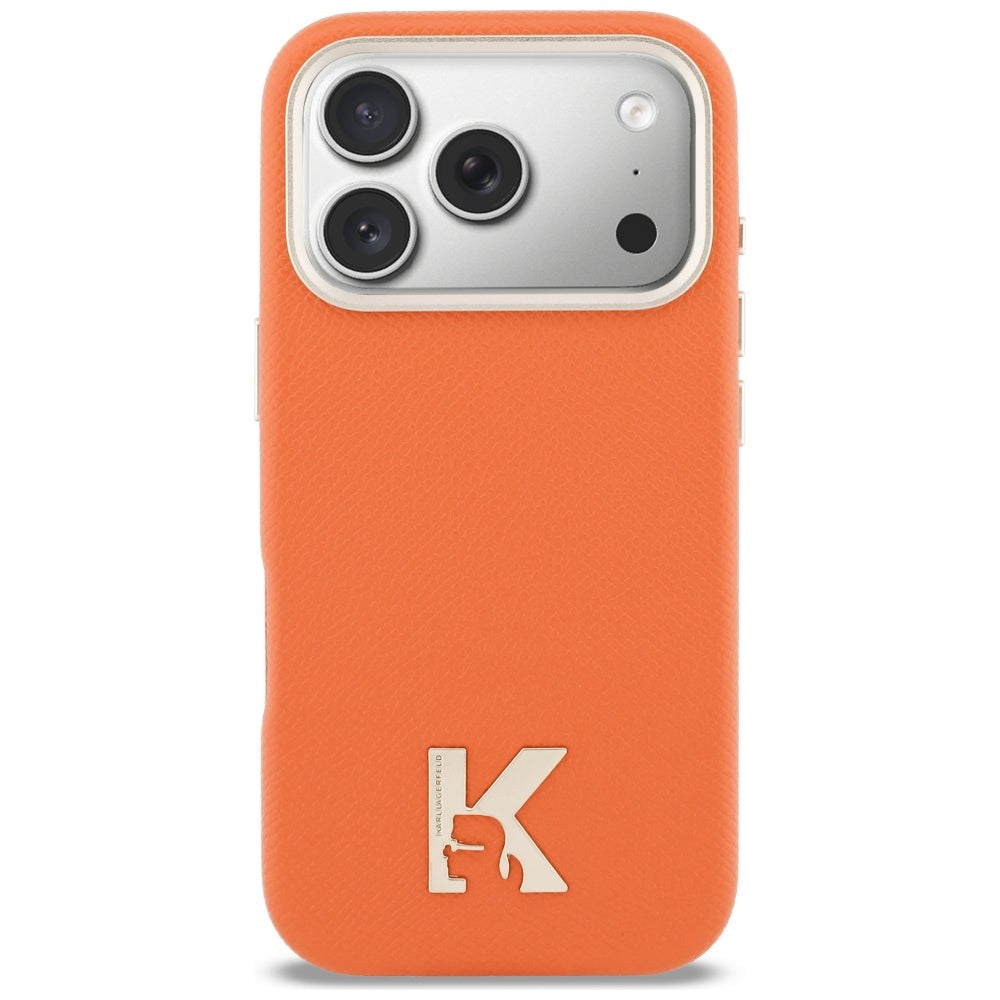 Coque MagSafe pour Apple iPhone 17 Pro, Karl Lagerfeld, Logo Karl Head, Orange