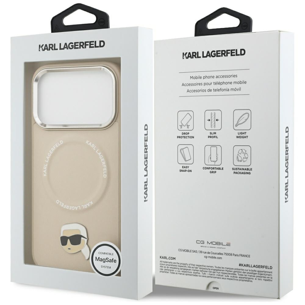 MagSafe hoes voor Apple iPhone 17 Pro, Karl Lagerfeld, Karl Pin, Beige