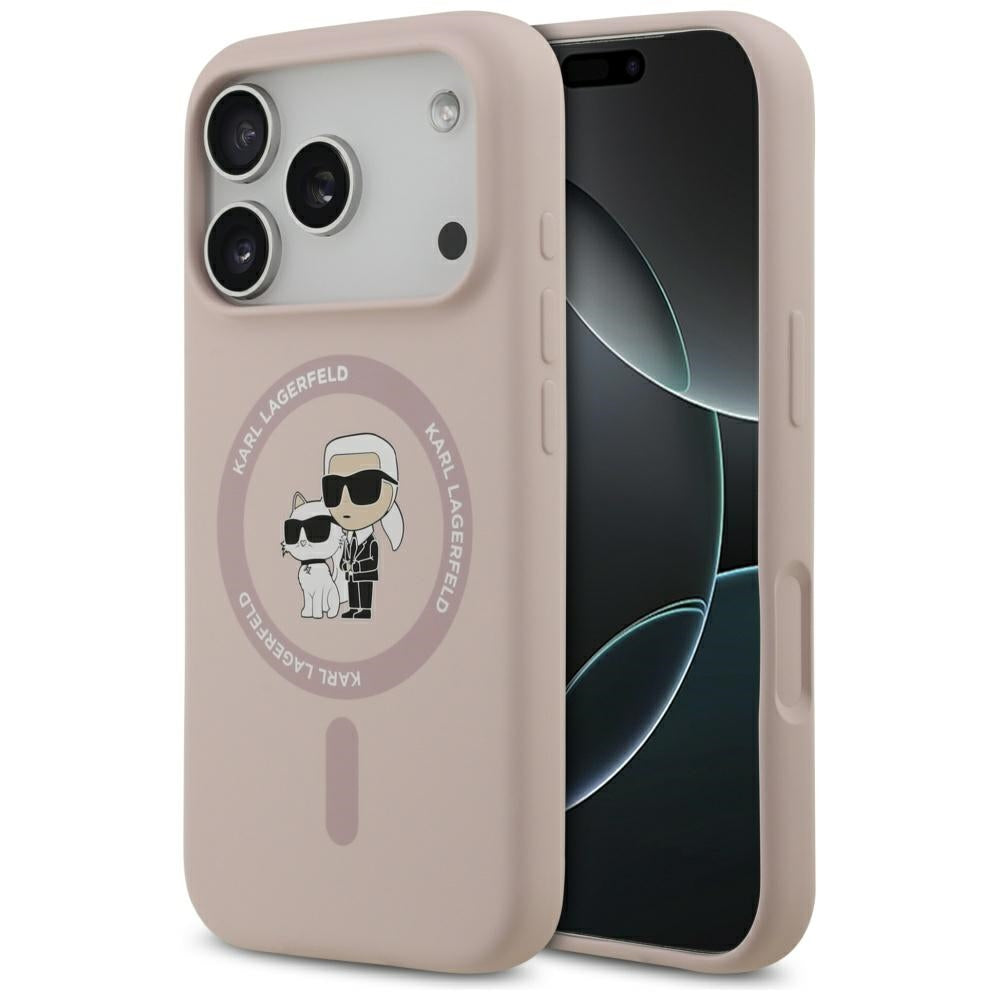 Étui MagSafe pour Apple iPhone 17 Pro, Karl Lagerfeld, Ring Karl & Choupette, Rose