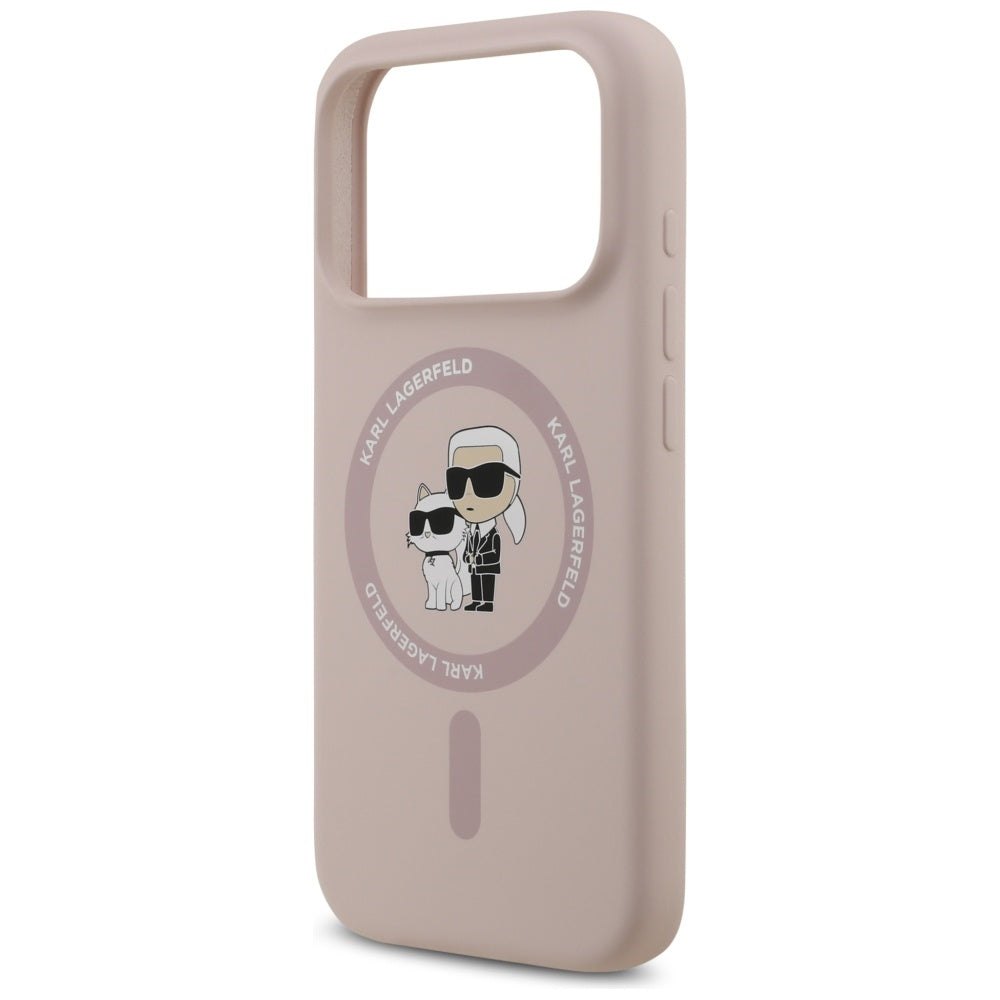 Étui MagSafe pour Apple iPhone 17 Pro, Karl Lagerfeld, Ring Karl & Choupette, Rose