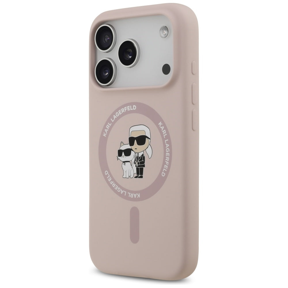 Étui MagSafe pour Apple iPhone 17 Pro, Karl Lagerfeld, Ring Karl & Choupette, Rose