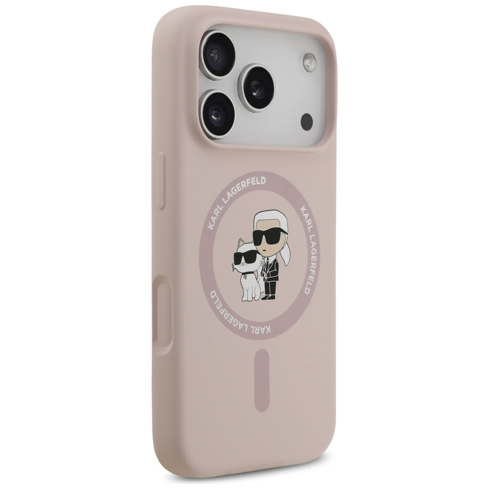 Étui MagSafe pour Apple iPhone 17 Pro, Karl Lagerfeld, Ring Karl & Choupette, Rose