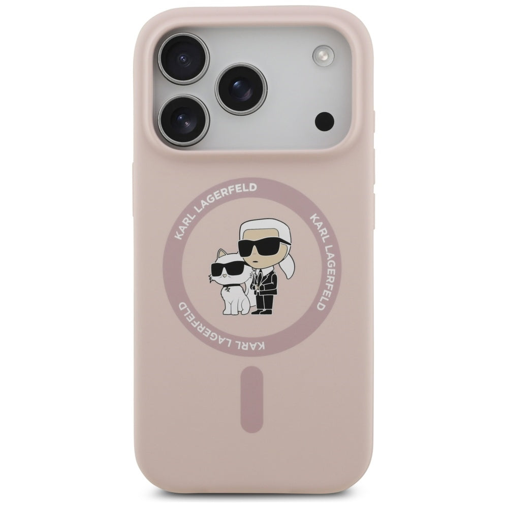 Étui MagSafe pour Apple iPhone 17 Pro, Karl Lagerfeld, Ring Karl & Choupette, Rose