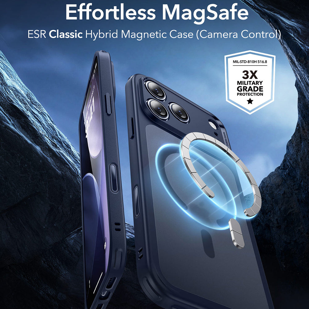 MagSafe hoesje voor Apple iPhone 17 Pro Max, ESR, Classic Hybrid, Satijnblauw