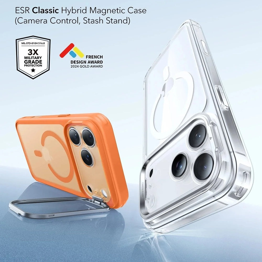 MagSafe hoesje voor Apple iPhone 17 Pro Max, ESR, Classic Hybrid Kickstand, Satijn Oranje