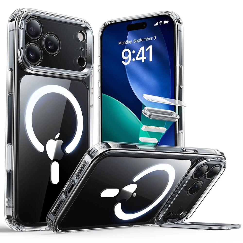 Coque MagSafe pour Apple iPhone 17 Pro Max, ESR, Classic Hybrid Kickstand, Transparente