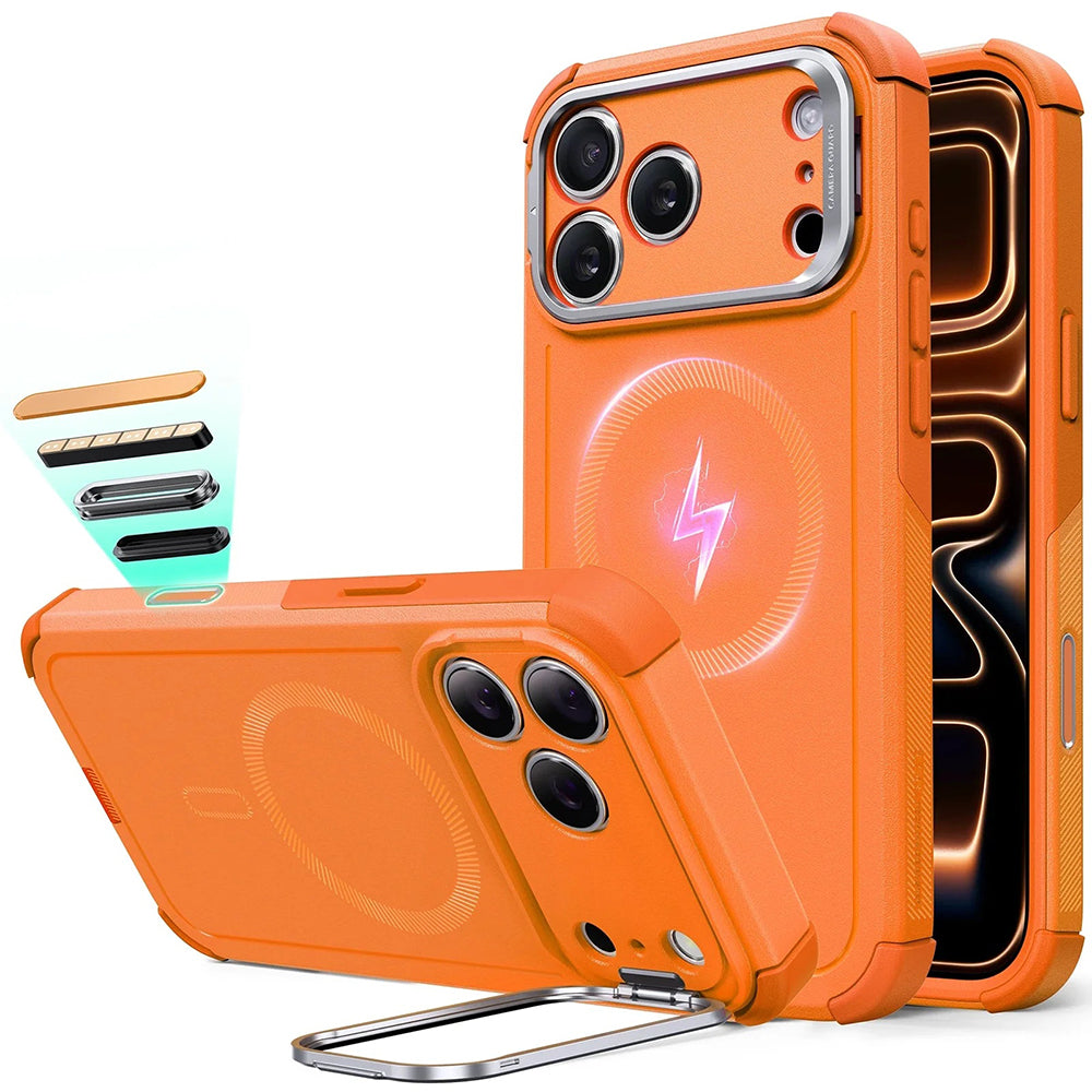MagSafe Hülle für Apple iPhone 17 Pro Max, ESR, Cyber Armor Kickstand, Orange