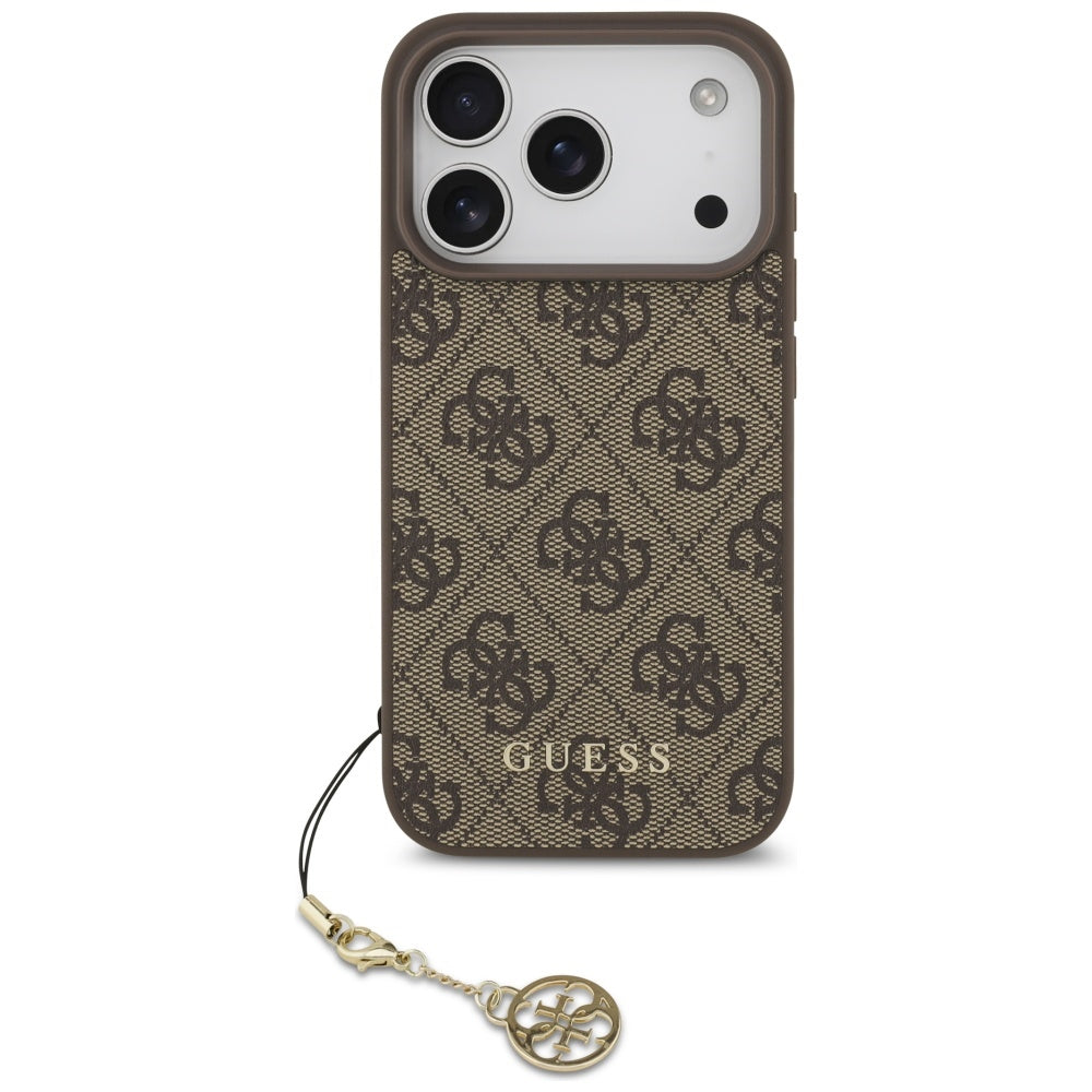MagSafe Hülle für Apple iPhone 17 Pro Max, Guess, 4G Charm Cradle, Braun