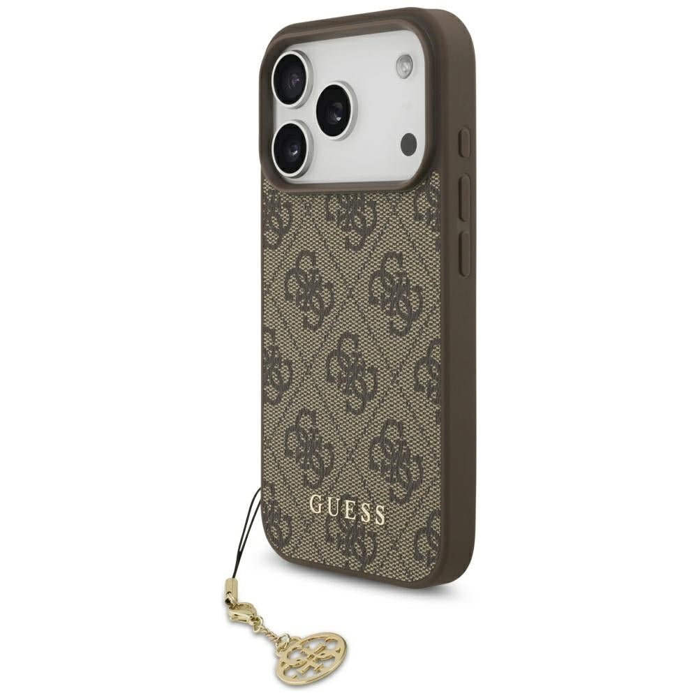 MagSafe Hülle für Apple iPhone 17 Pro Max, Guess, 4G Charm Cradle, Braun