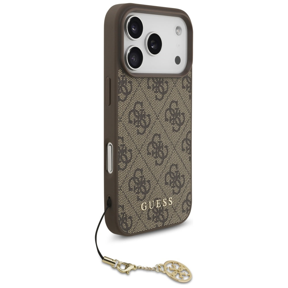 MagSafe Hülle für Apple iPhone 17 Pro Max, Guess, 4G Charm Cradle, Braun