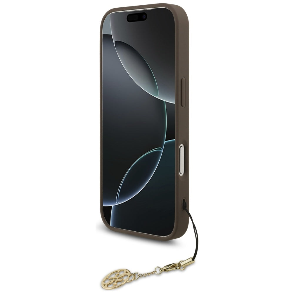 MagSafe Hülle für Apple iPhone 17 Pro Max, Guess, 4G Charm Cradle, Braun
