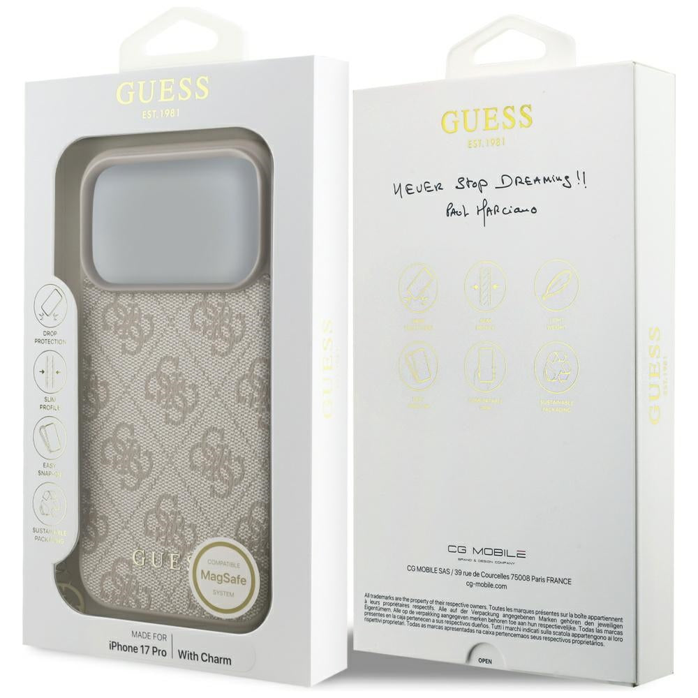 Coque MagSafe pour Apple iPhone 17 Pro Max, Guess, 4G Charm Cradle, Rose.