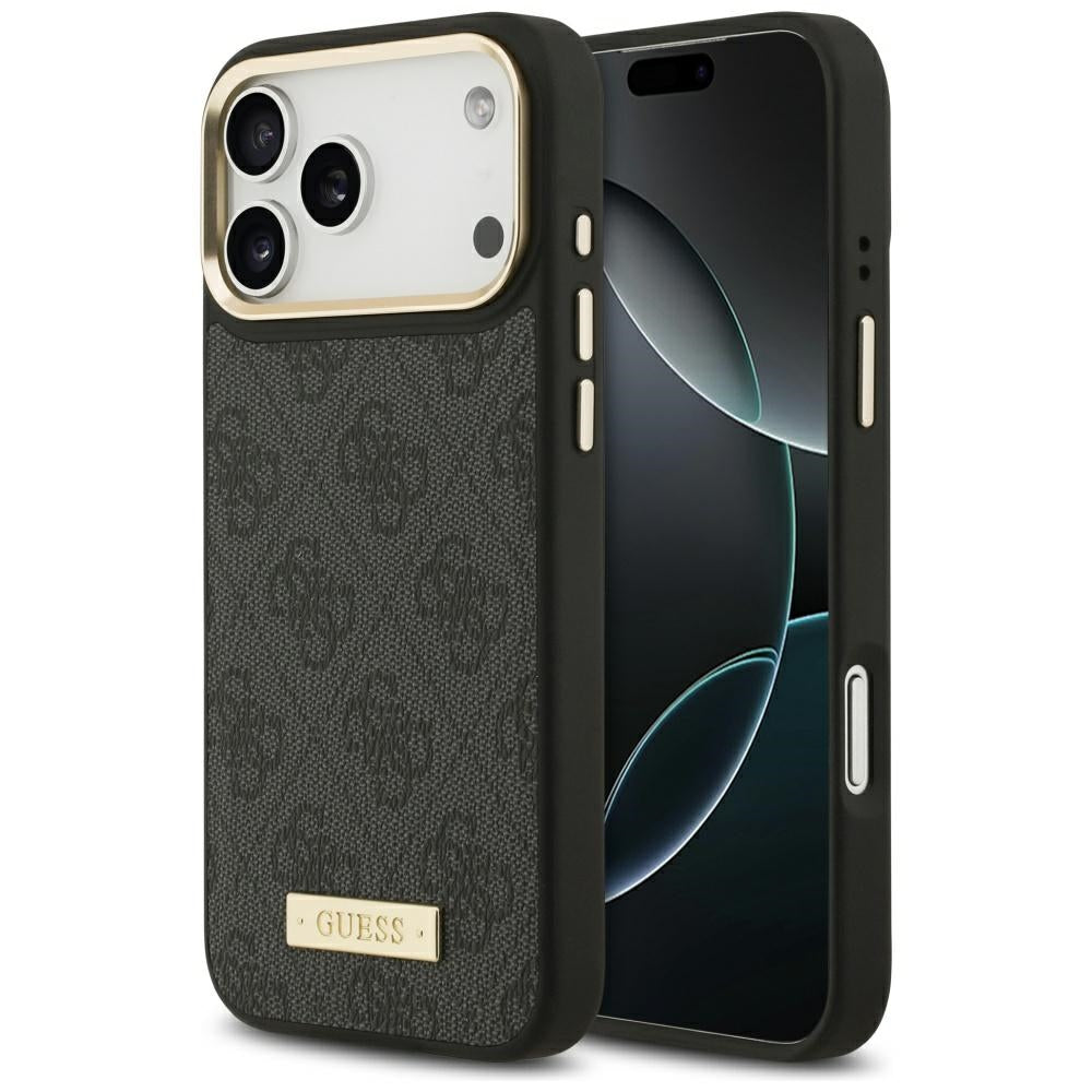 MagSafe hoesje voor Apple iPhone 17 Pro Max, Guess, 4G Logo Plate, Zwart