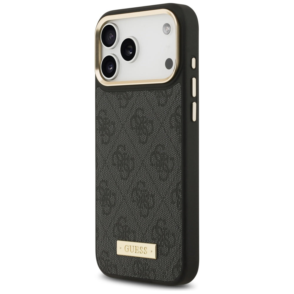 MagSafe hoesje voor Apple iPhone 17 Pro Max, Guess, 4G Logo Plate, Zwart