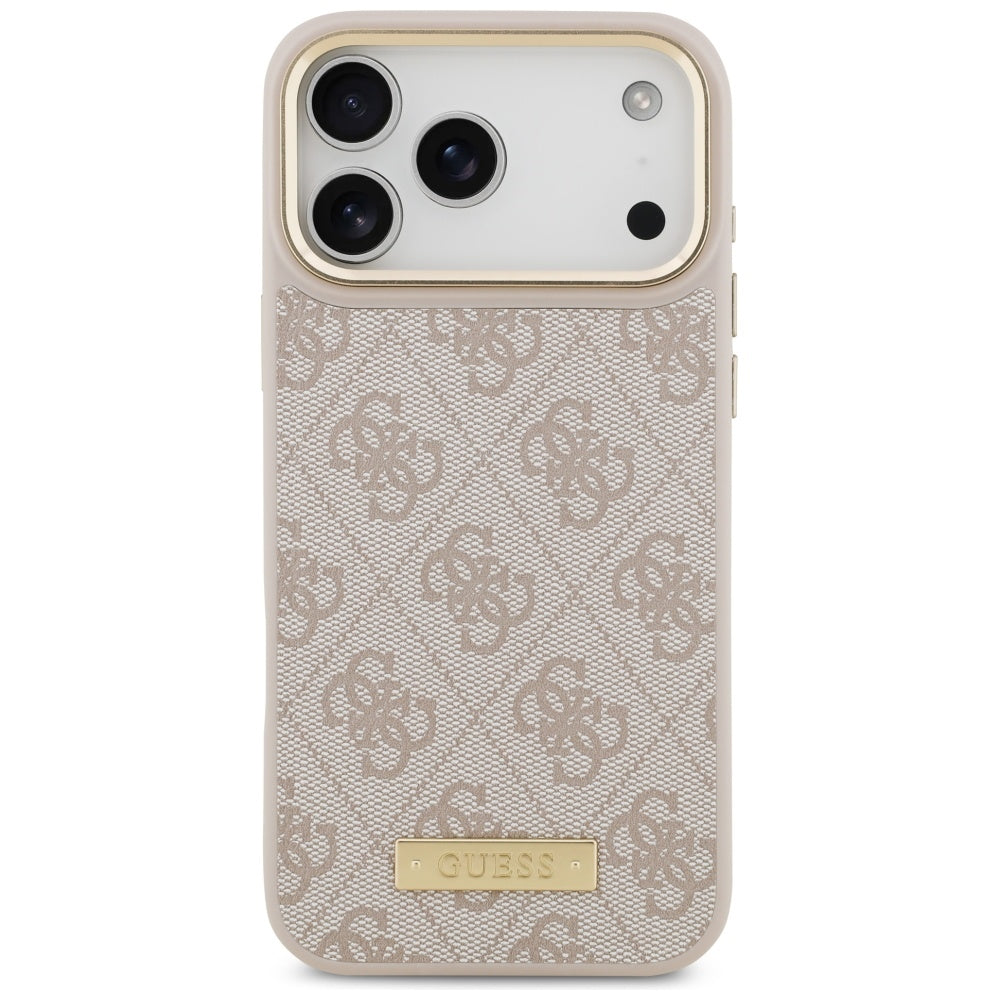 MagSafe hoesje voor Apple iPhone 17 Pro Max, Guess, 4G Logo Plate, Roze
